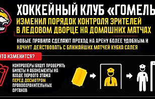 Хоккейный клуб «Гомель» изменил порядок контроля посещения зрителей в Ледовом дворце